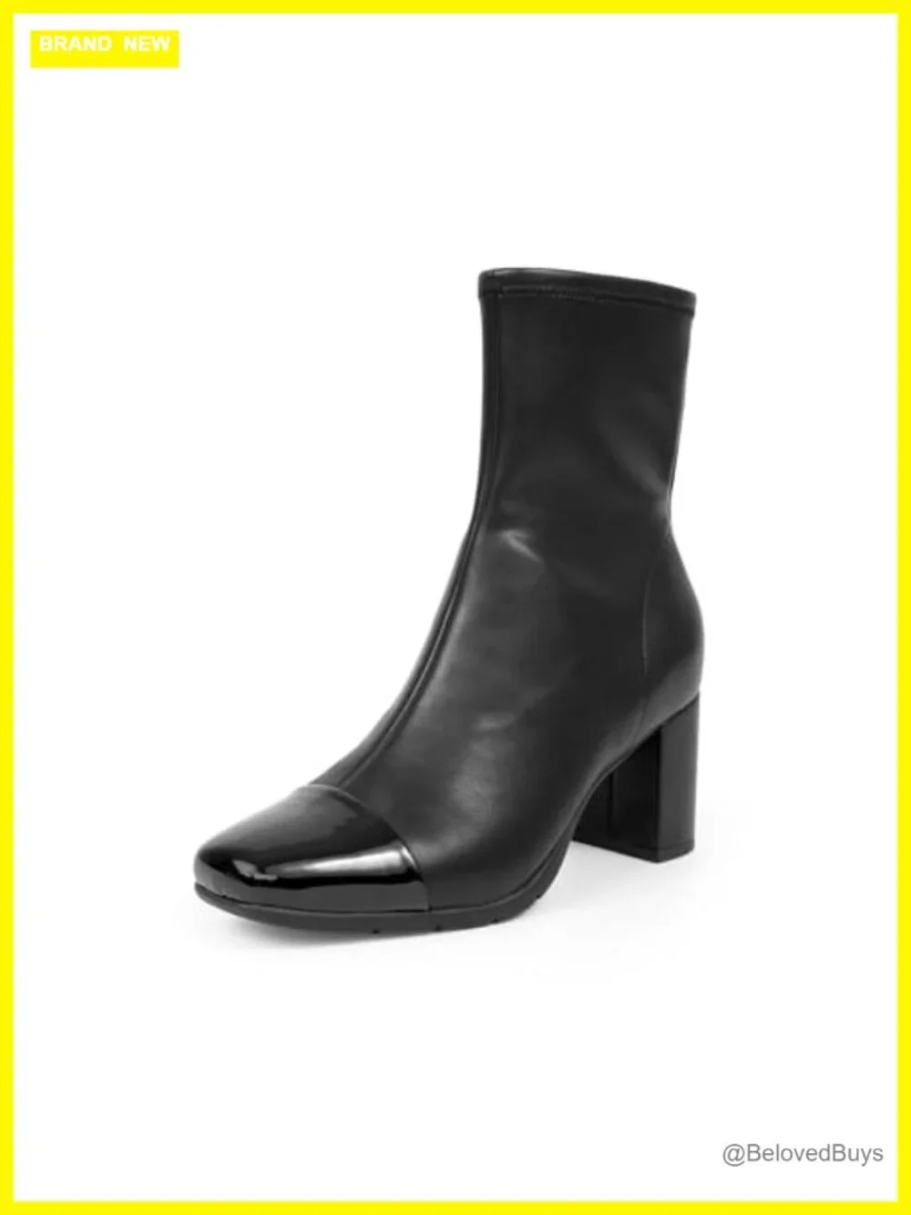 Faux Leather Ankle Boots Block Heel Zip Closure Ortholite Insole